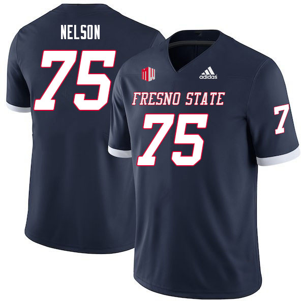 Men #75 Braylen Nelson Fresno State Bulldogs College Football Jerseys Sale-Navy
